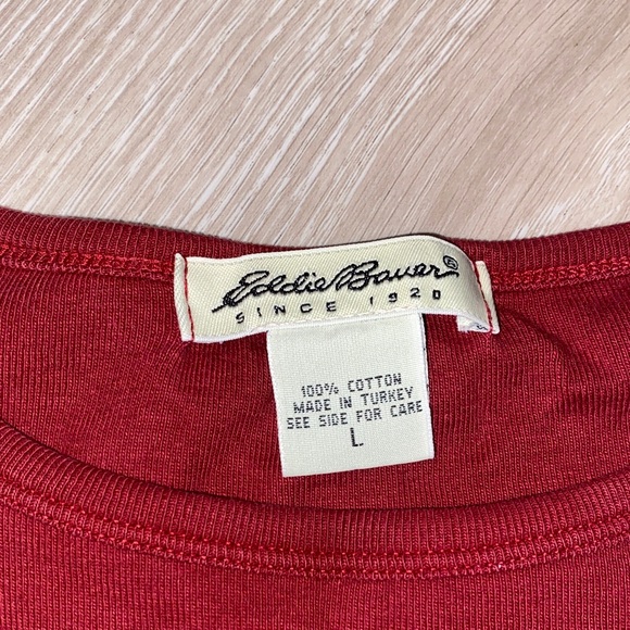 Vintage Eddie Bauer Classic Deep Red Cotton Long-sleeve Top - Picture 2 of 5
